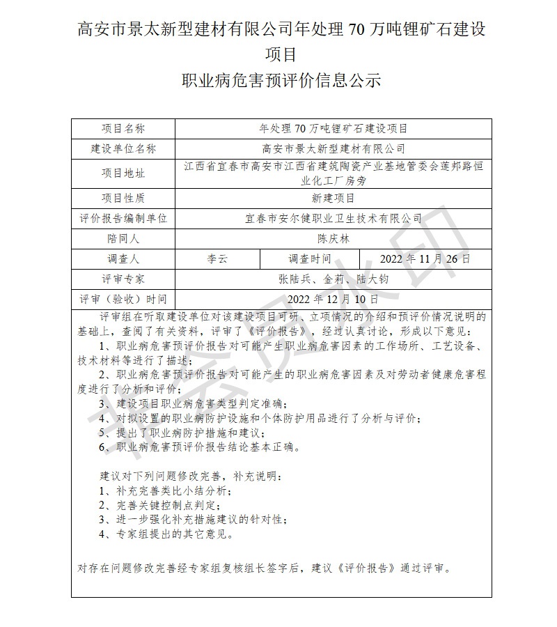 高安市景太新型建材有限公司年處理70萬(wàn)噸鋰礦石建設(shè)項(xiàng)目職業(yè)病危害預(yù)評(píng)價(jià)信息公示.jpg