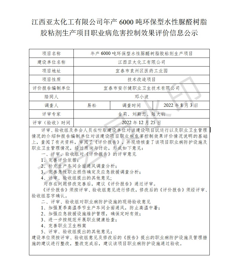 江西亞太化工有限公司年產(chǎn)6000噸環(huán)保型水性脲醛樹脂膠粘劑生產(chǎn)項(xiàng)目職業(yè)病危害控制效果評價(jià)信息公示.jpg